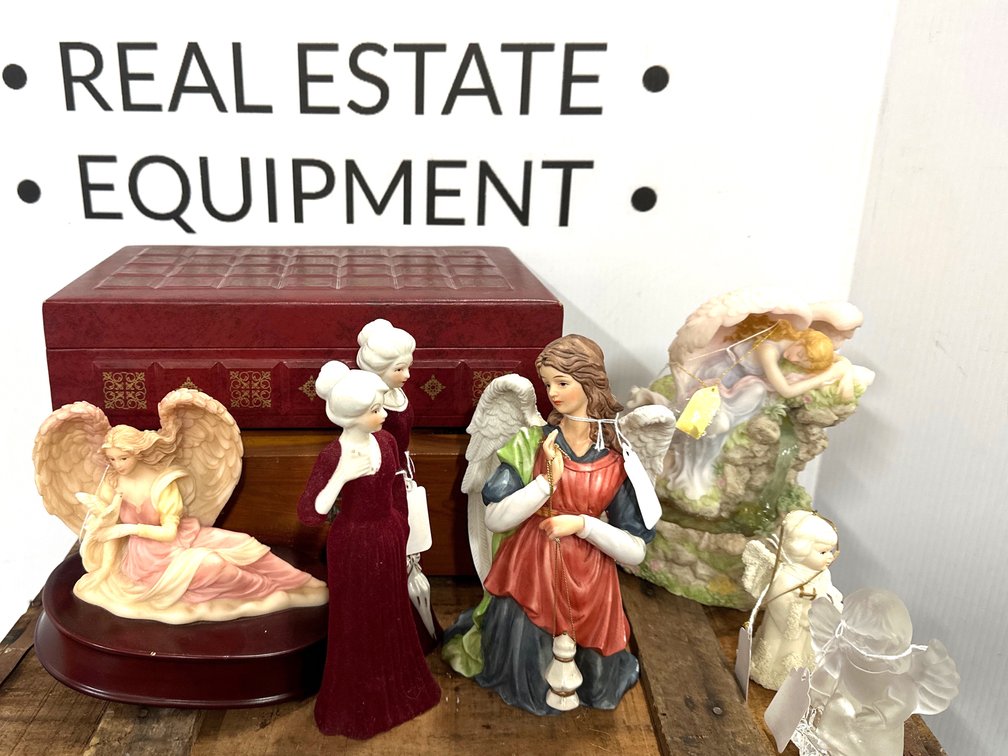 Angel and Lady Figurines with Book-Shaped Box