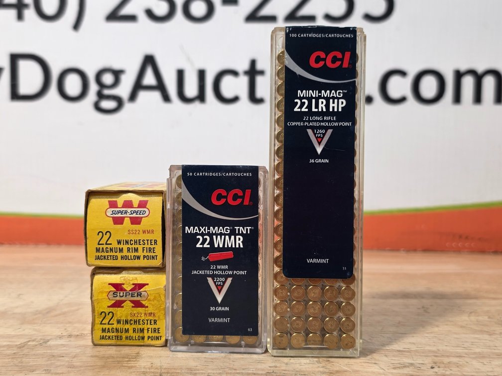 CCI Maxi Mag TNT 22WMR 30Gr (1) Box of 50 - Winchester Super Speed 22 Magnum (70) +/- Rounds  - CCI Mini Mag  22Lr HP (90) Rounds