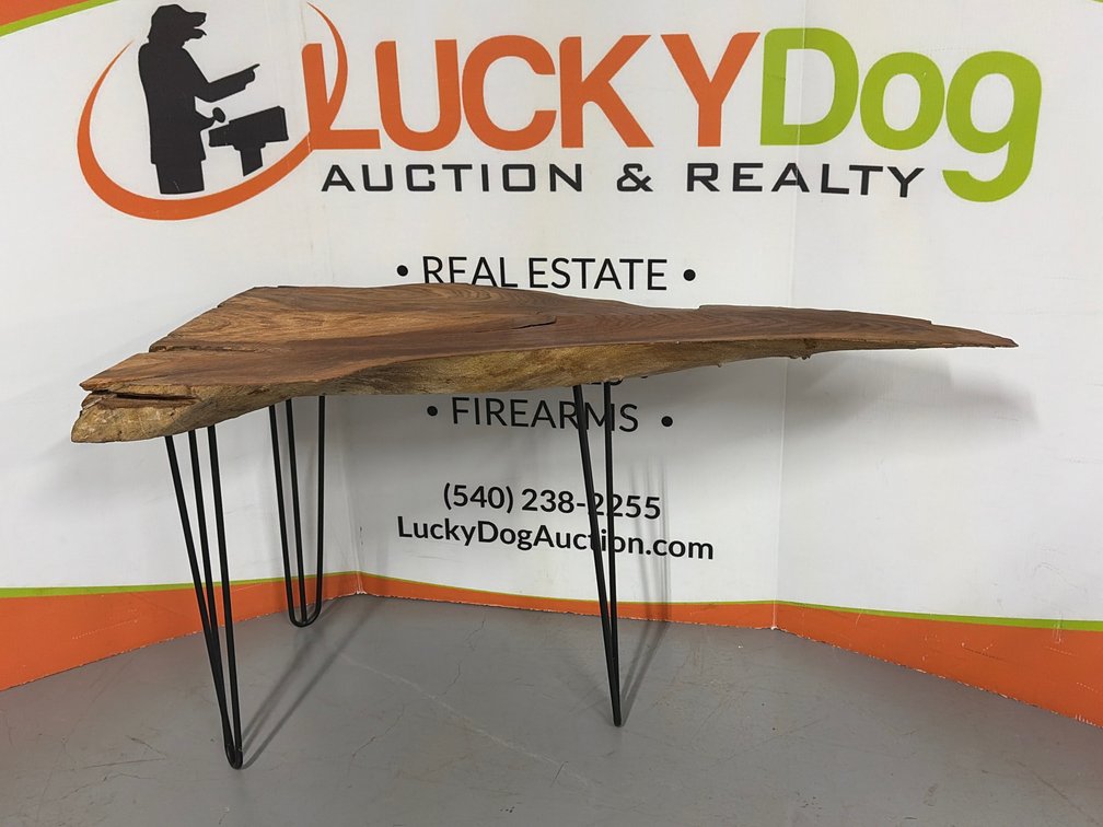 Live-Edge Wood Slab Table with Hairpin Legs- 22”W x 47”L x 26”T