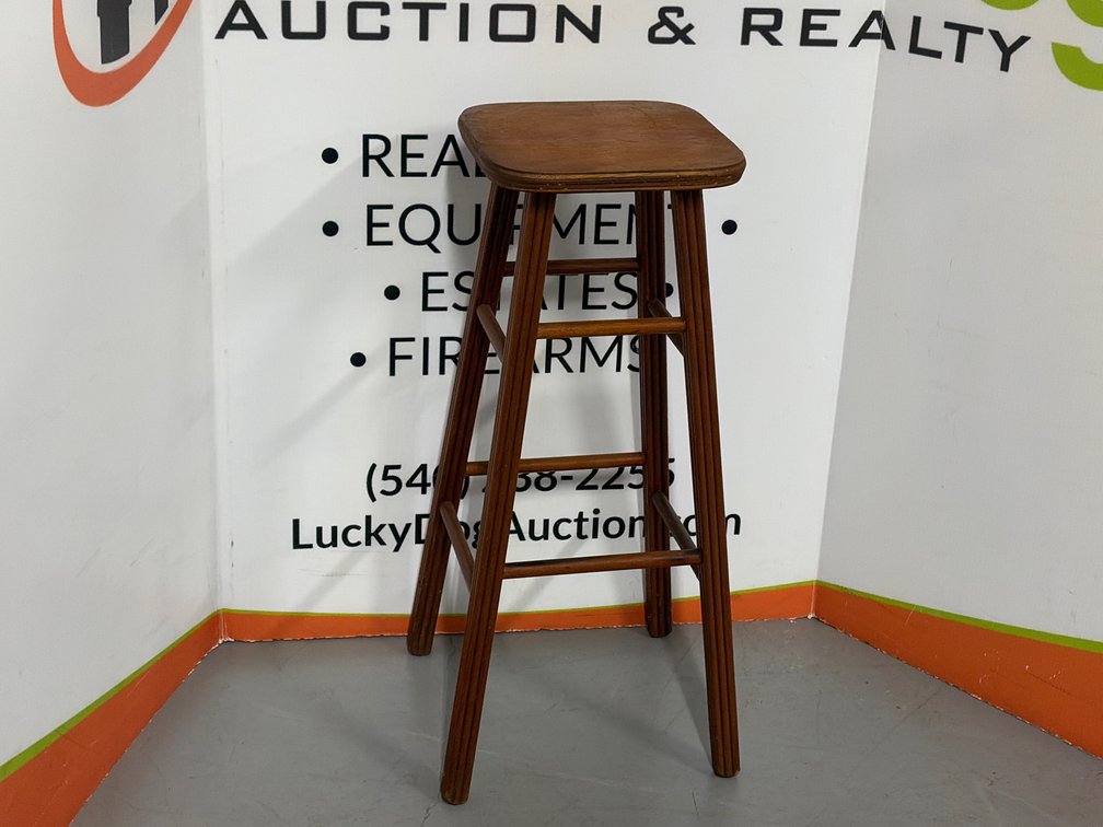 Wood Bar Stool with Fluted Tapered Legs- 30”T x 11.5” x 11.5”
