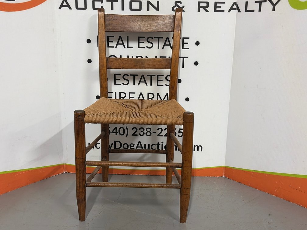 Wood Ladder-Back Side Chair with Woven Rush Seat 17”W x12”D x16”T