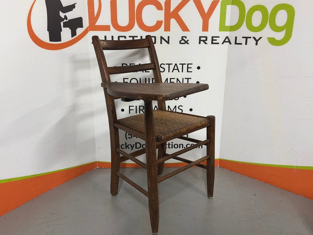 Wooden Tablet Arm School Chair with Woven Seat-16”W x 14”D x18”T