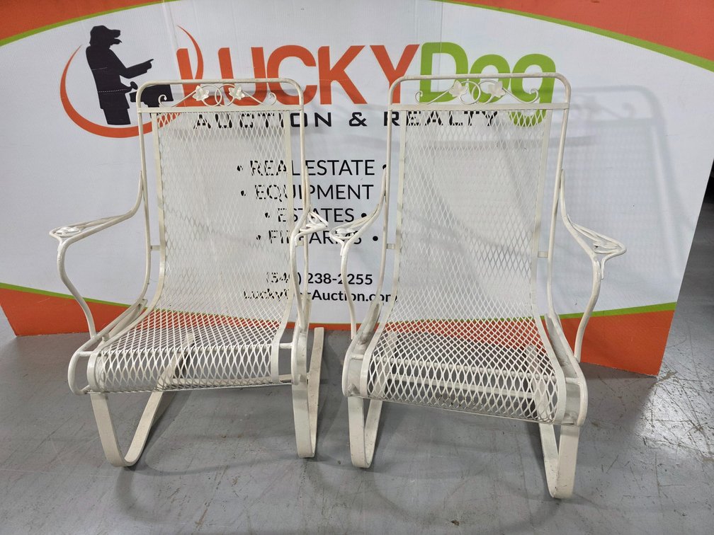 Wrought lron Mesh Patio Rocking Chairs (2)