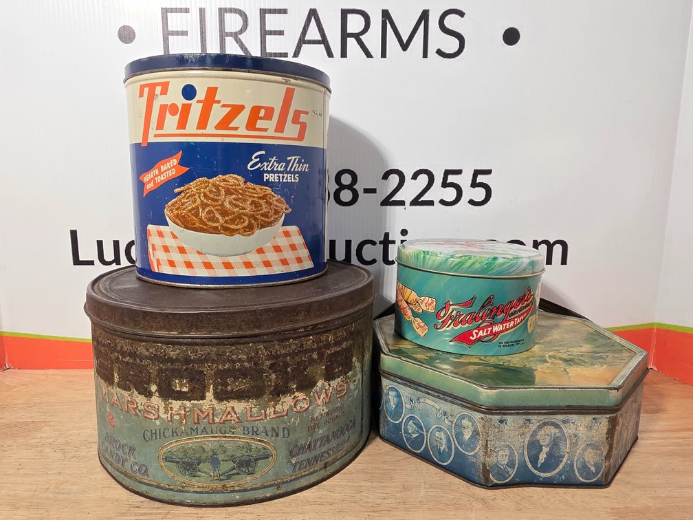 Brooks Marshmallow Tin - Loose-Wiles Biscuit Company Tin - Salt Water Taffy Tin - Tritzels Pretzels Tin