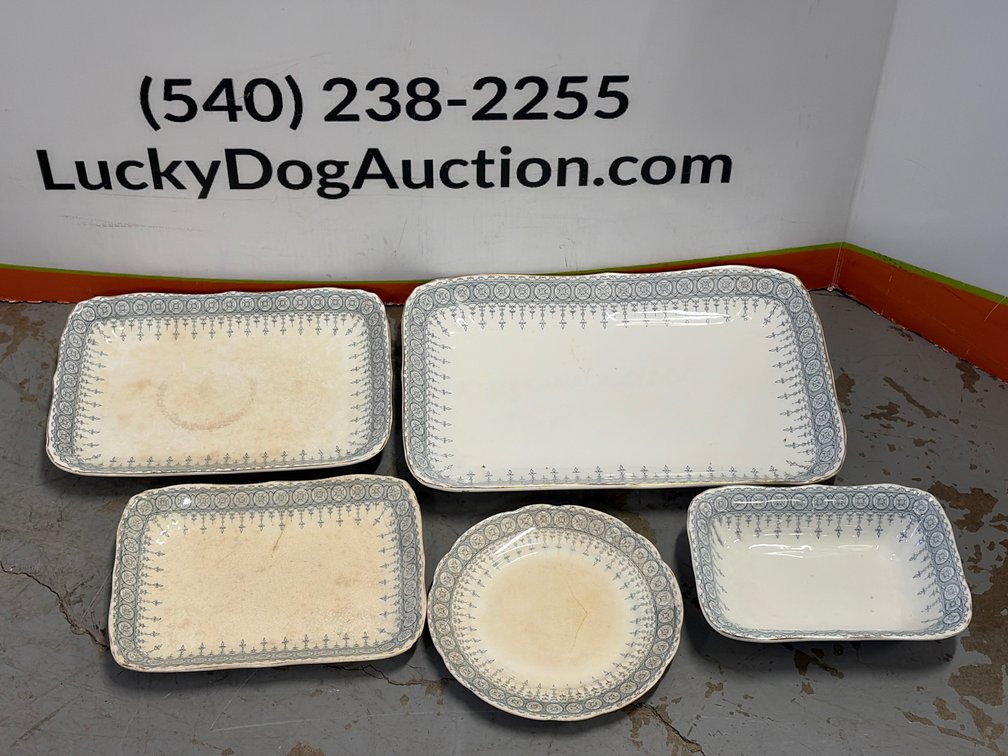 Transferware Ceramic Platters, Serving Dish, and Plate