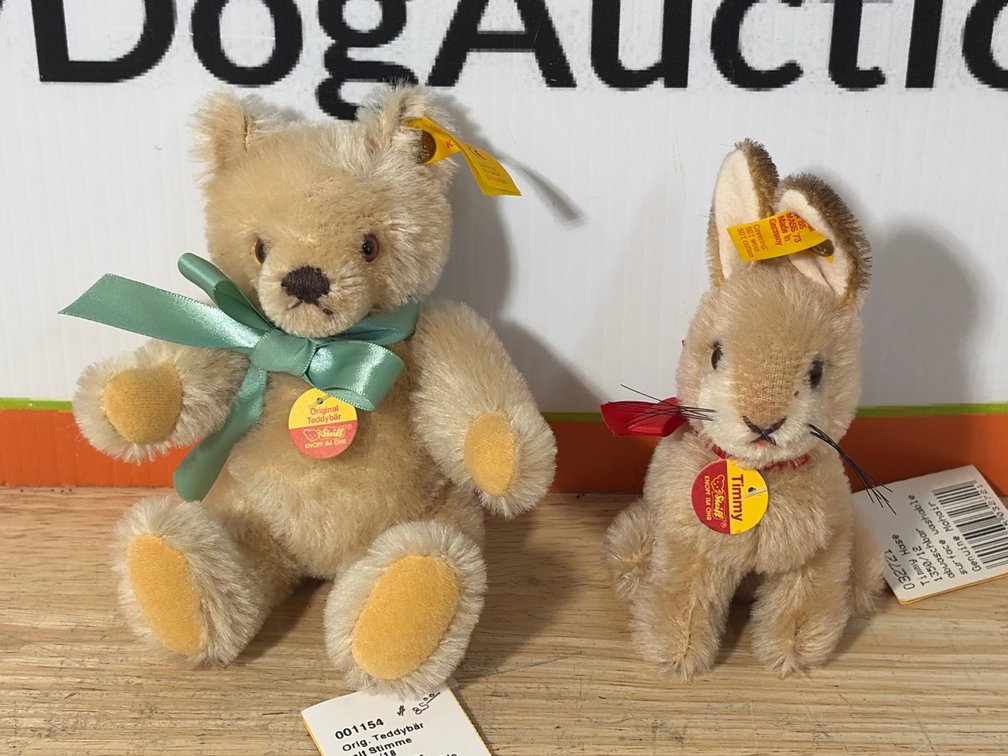 Steiff Mohair Plush Teddy Bear and Timmy Hase Rabbit