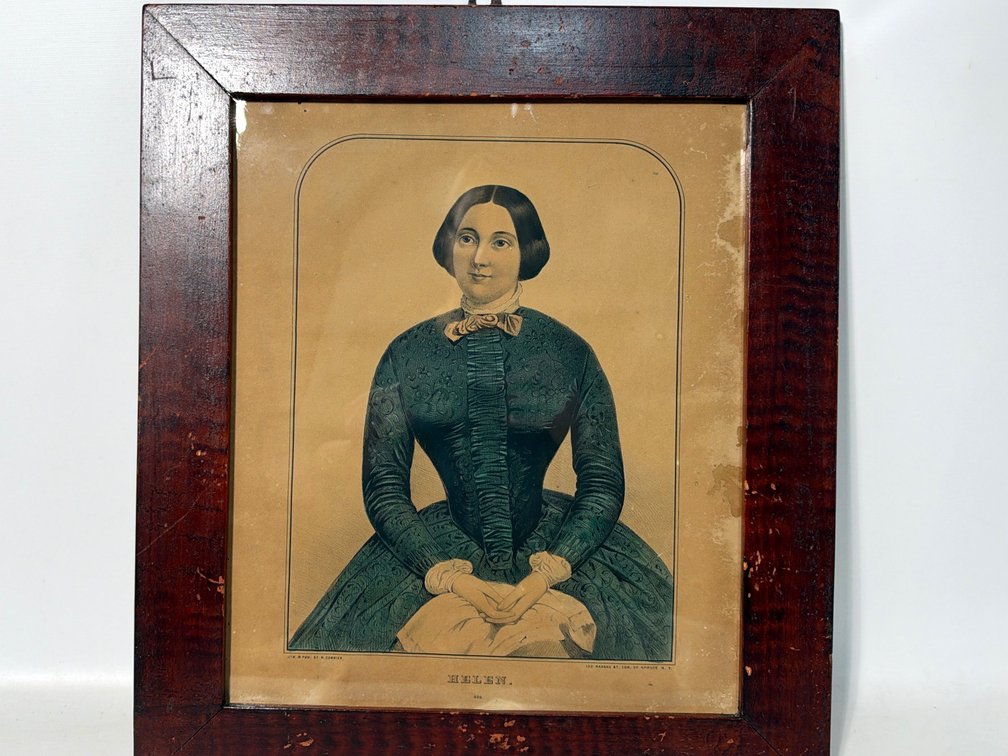N. Currier & Ives "Helen" Framed Color Original Print & Original Frame circa 1840's