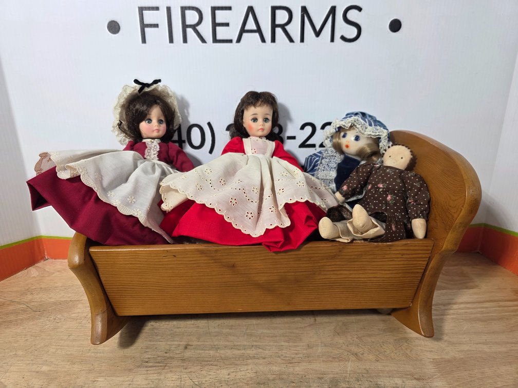 Dolls with Cradle - Little Women "Jo" and Little Women "Marme" Blue Velvet Doll is Handmade 1976 Nuremberg, Germany
