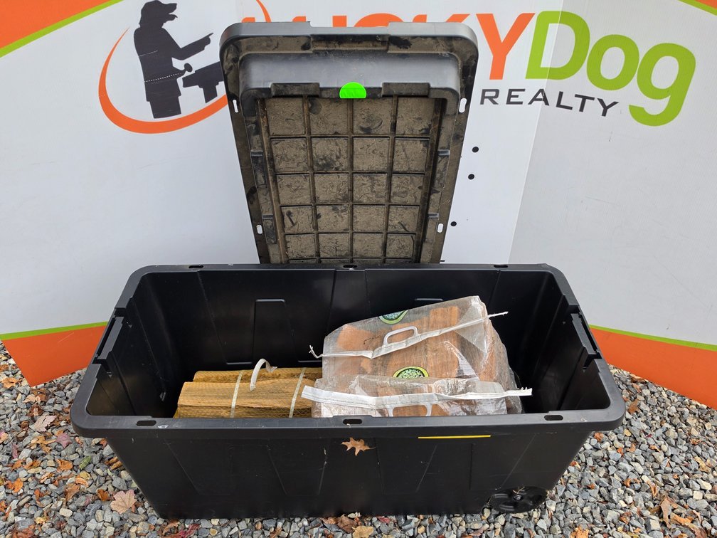 Large Storage Tote w/ (3) Firewood Bundles