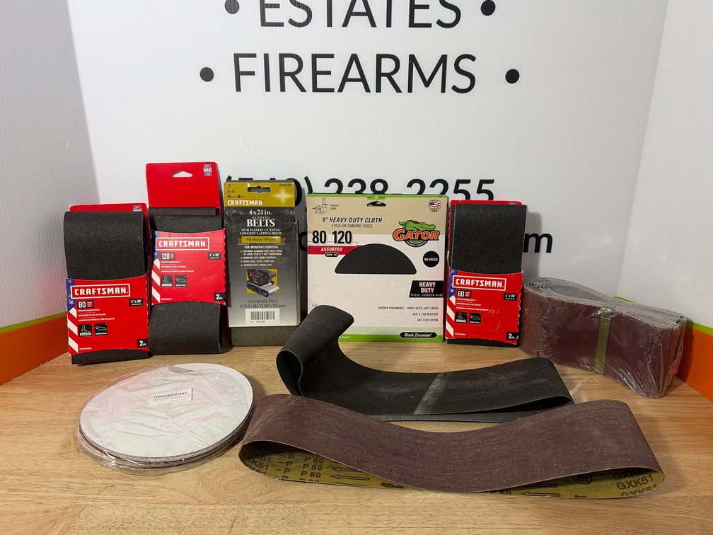 Sanding Belts, Sanding Discs, and Storage Tote