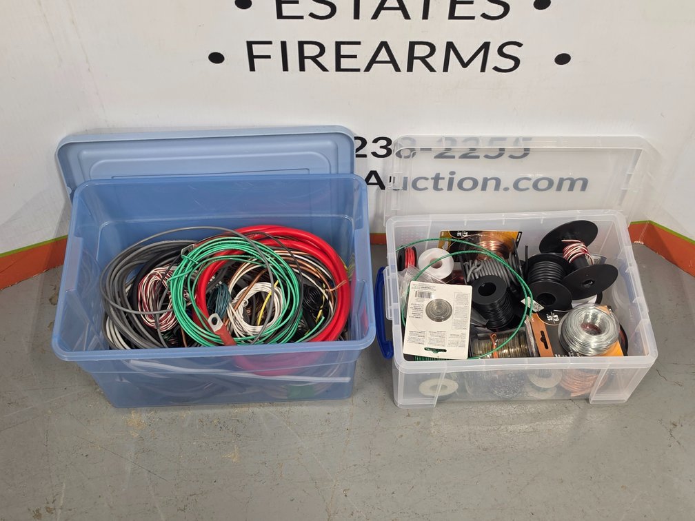 (2) Storage Totes w/ Assorted Wire and Cables