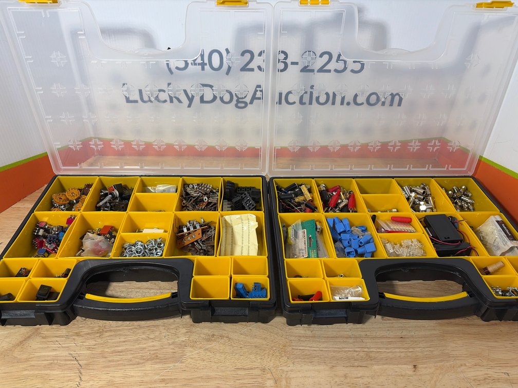 Two Hardware Organizer Cases with Electronic Components