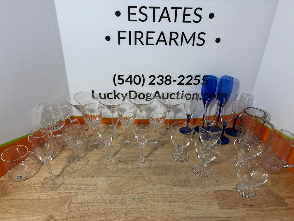 Glass Stemware, Martini Glasses, Beer Mugs, and More