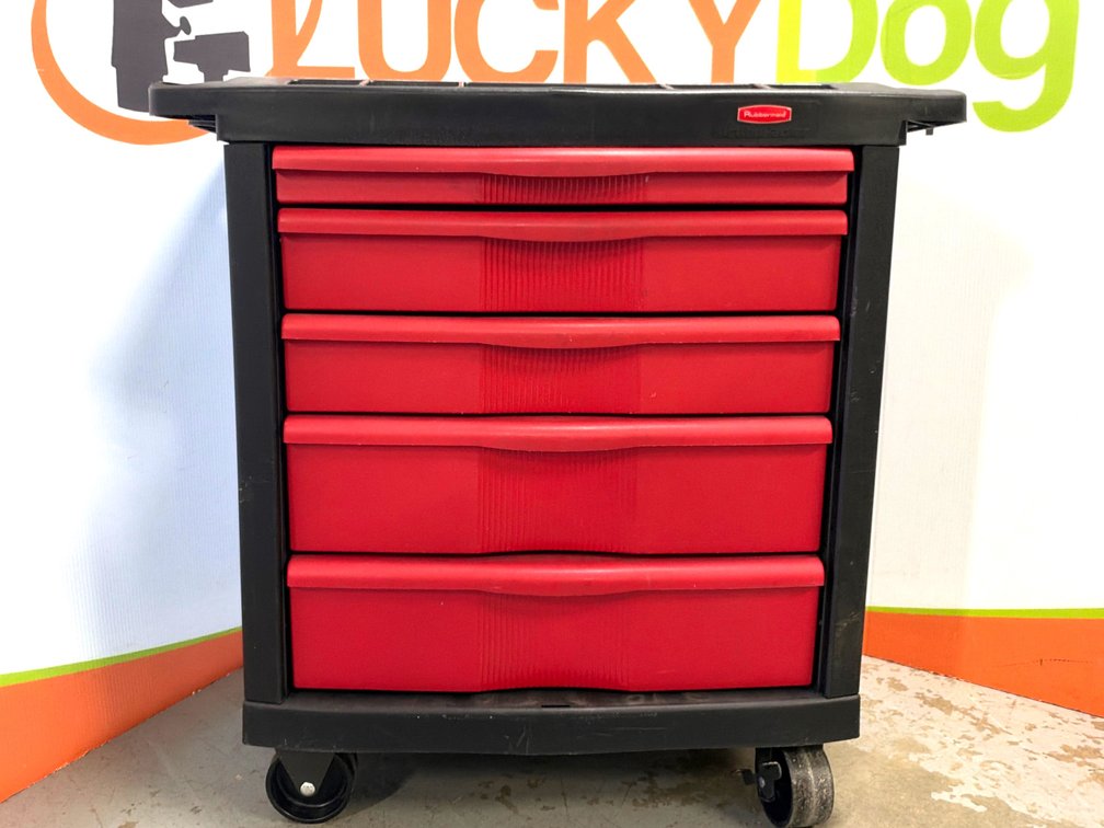 Rubbermaid 5 Drawer Mobile Work Center - Misc Tools Included- 32Tx 33L x19D
