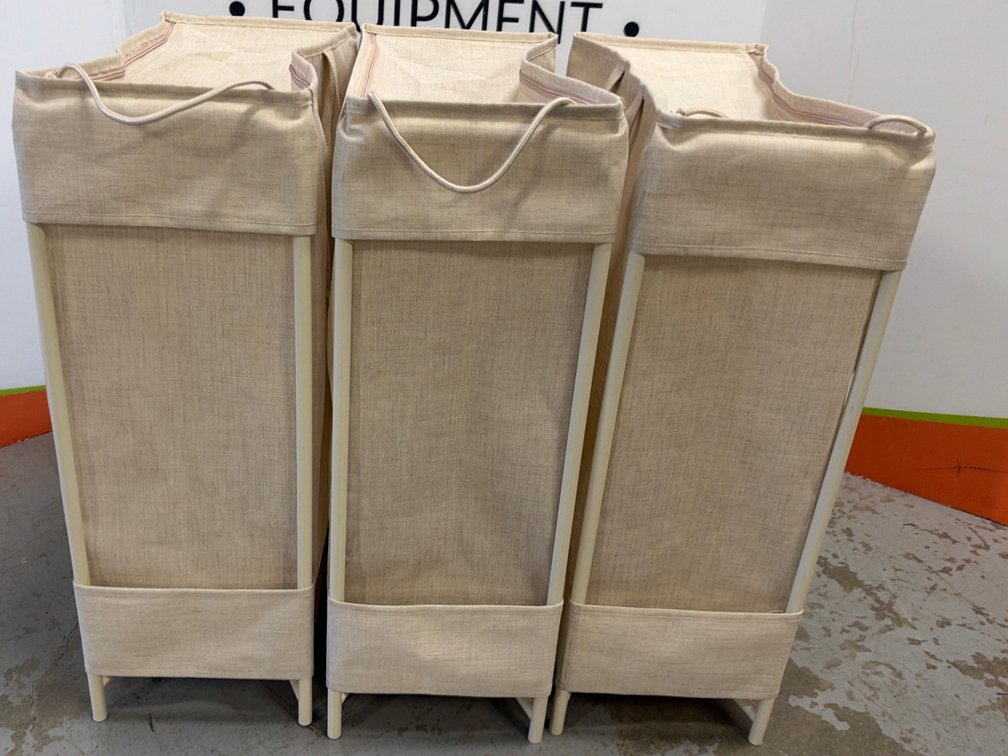 Slim Beige Fabric Laundry Hampers