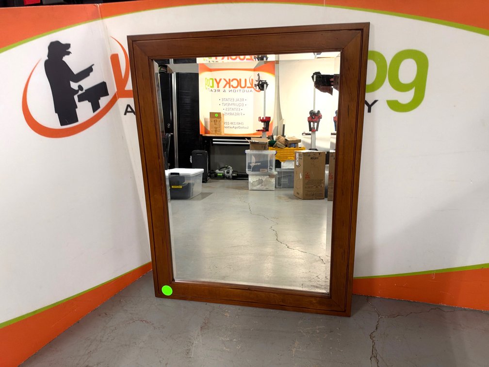 Rectangular Wood-Framed Wall Mirror