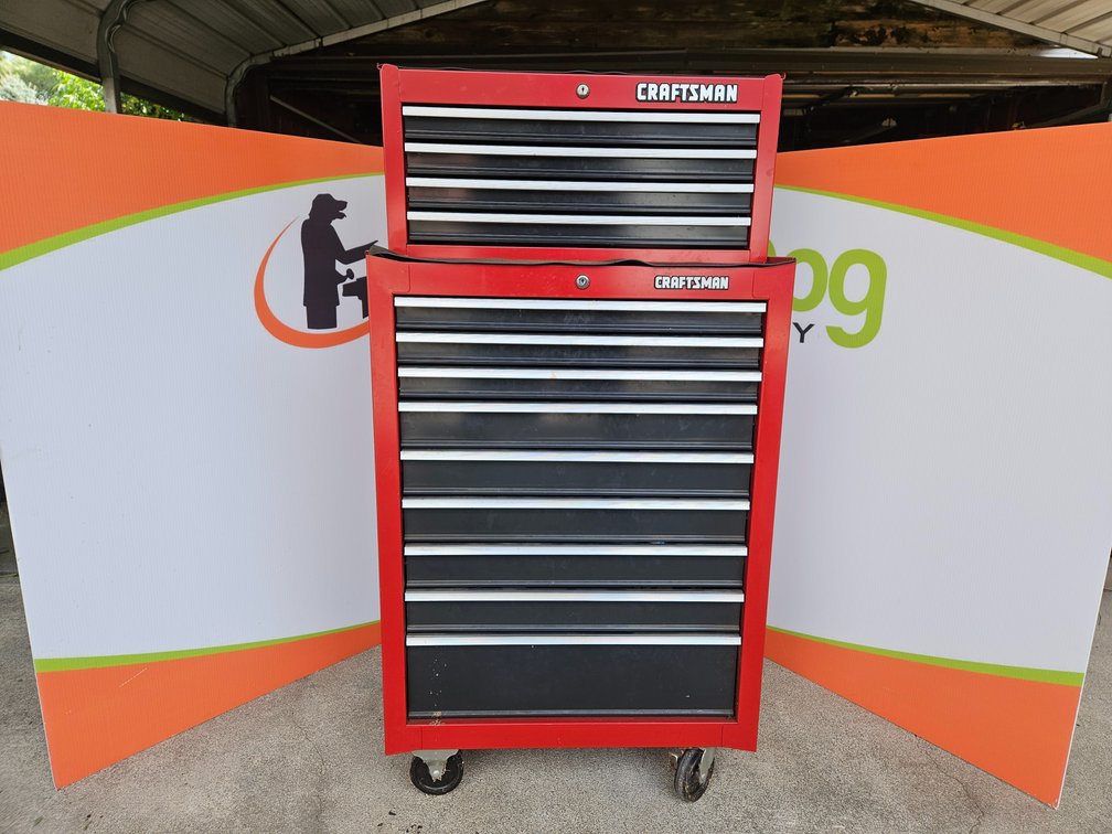 Craftsman 13 Drawer - 2 Piece Toolbox W/Contents - Measures 51.25" Tall × 27" Wide × 18" Deep (No Keys)