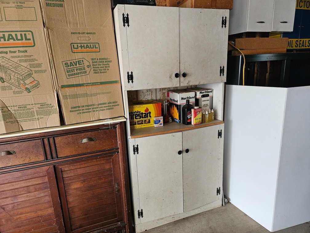 Wooden Cabinet - Measures 72"×36"×16" W/Contents Reciver - Caster Wheels - Fire Logs and More 