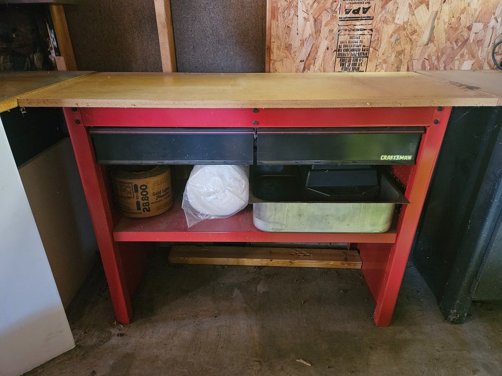 Craftsman 2 Drawer Metal/Wood Work Bench - Measures 33.5" Tall × 48" Wide × 20" Deep