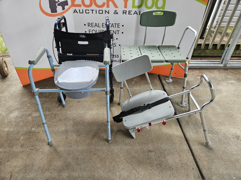 Bathing Chairs - Portable Toilet and Invacare Folding Walker 