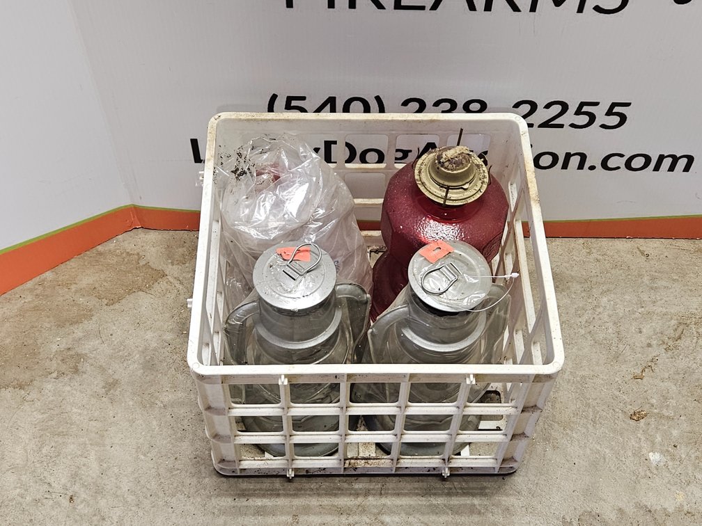 Oil Lamps and Lanterns W/Plastic Crate 
