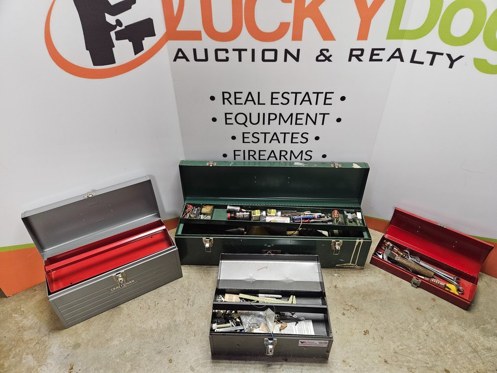 Hand Held Metal Toolboxes W/Contents (4 Included)