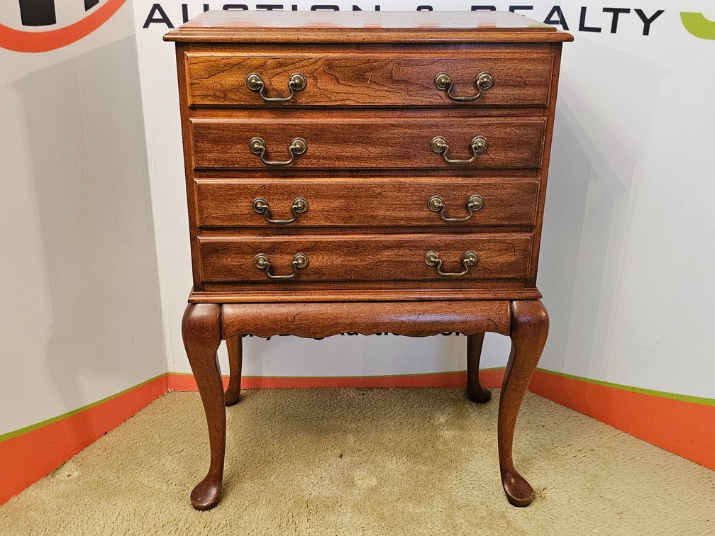 Queen Anne 4-Drawer Silver Chest - Measures 33" Tall x 24" Wide x 14.5" Deep