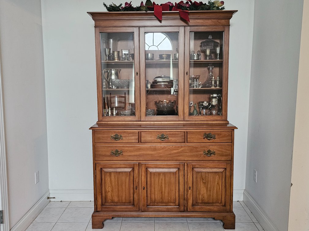Henkel Harris Solid Black Cherry China Cabinet - Measures 75" Tall x 50" Wide x 20.5" Deep