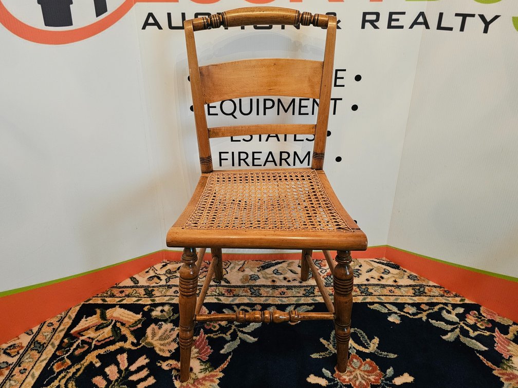Antique Carved Back Chair w/ Cane Seat - Measures 34" Tall
