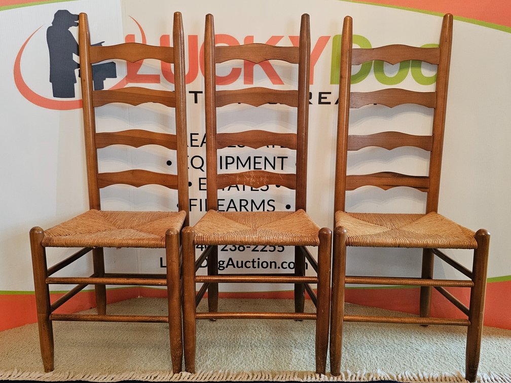 Antique Shaker Ladder Back Chairs (3 Included) - Measures 43" Tall