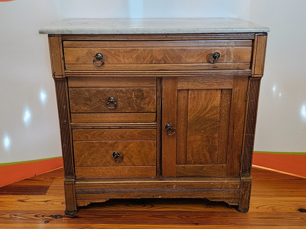 Antique Eastlake Dry Sink w/ Marble Top - Measures 28" Tall x 29" Wide x 16" Deep