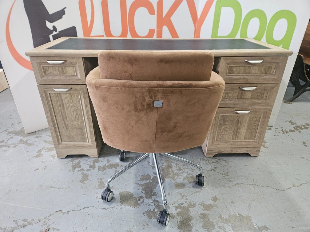 Desk - Measures 30" Tall × 59" Wide × 23" Deep W/Rolling Office Chair - Measures 34" Tall × 25" Wide × 24" Deep