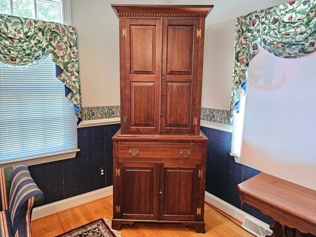 Handmade Cherry Two-Piece Television Armoire - Measures 89.5" Tall x 38.5" Wide x 24.5" Deep