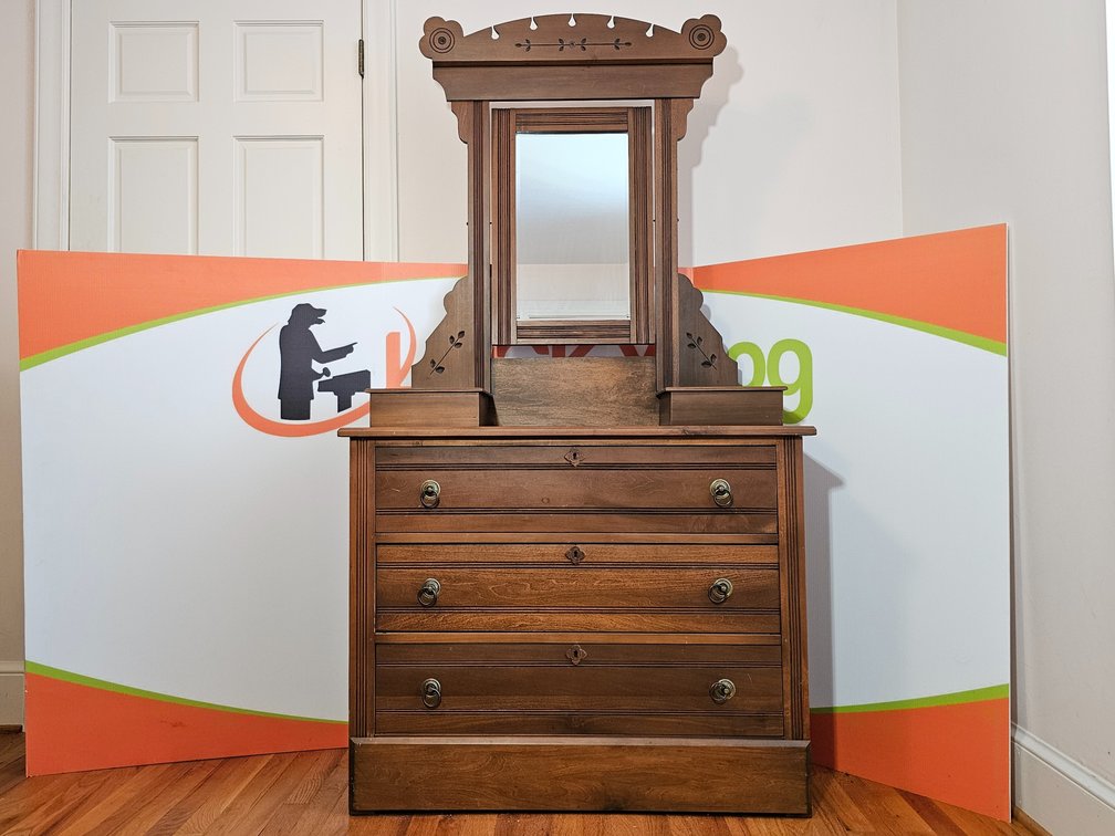 Antique Eastlake 3-Drawer Dresser w/ Mirror - Circa 1870's - Measures 72" Tall x 39" Wide x 17.5" Deep