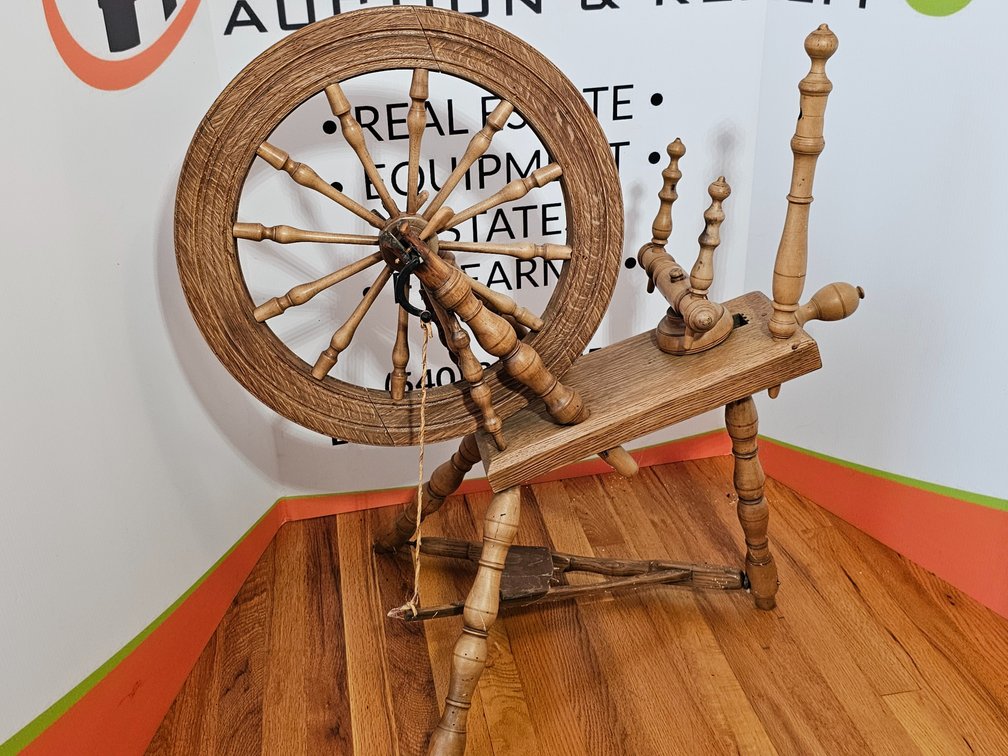 Country Craftsman Antique Spinning Wheel - Measures 34.5" Tall x 36" Wide x 22" Deep