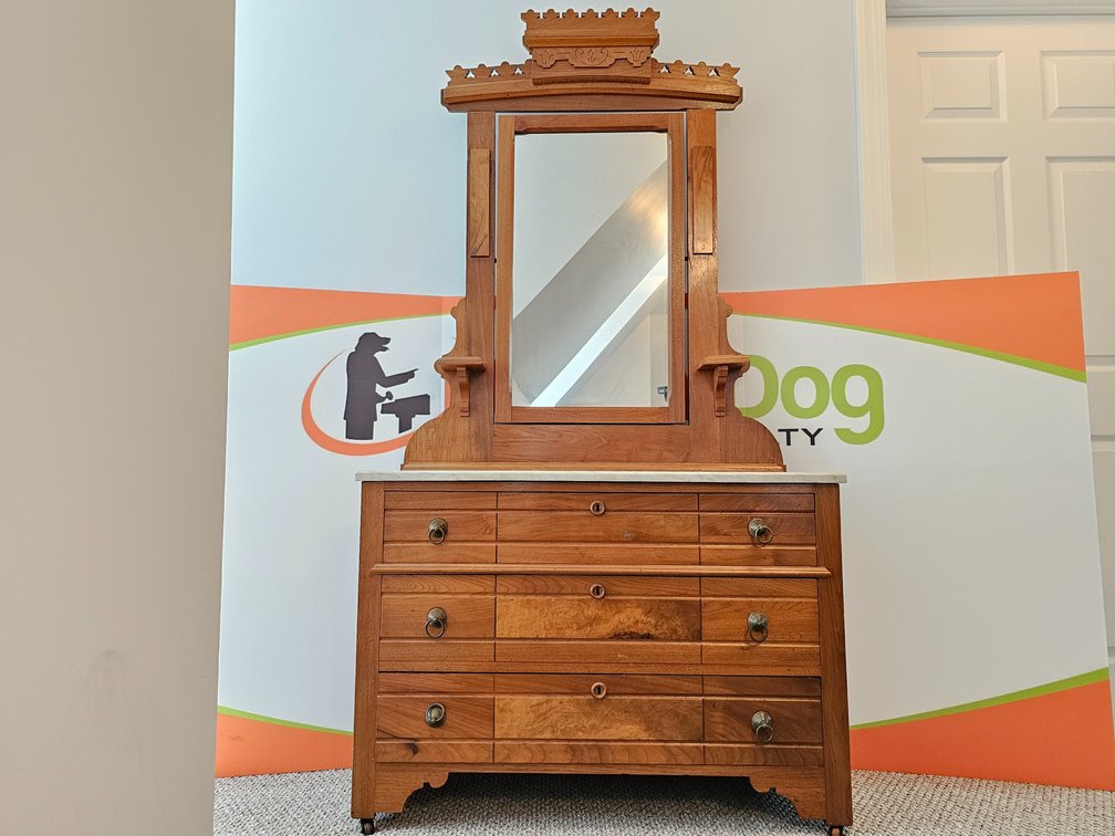 Antique Eastlake Victorian Walnut Dresser w/ Mirror - Circa 1850's - Measures 77" Tall x 41" Wide x 17" Deep