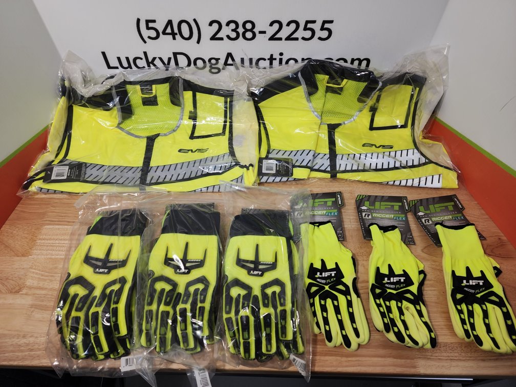 EVS Tourist Vests Size S/M (2) - Lift Rigger Flex Gloves Size Medium (3) - Lift Rigger Gloves Size 3XL (3) - All New 