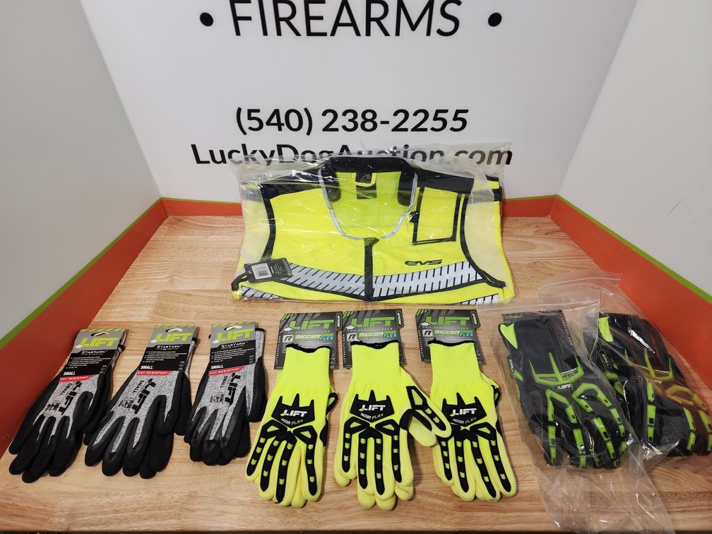 EVS Tourist Vest Size Size S/M - Lift Rigger Gloves Size Small - Lift Rigger Flex Gloves Size Medium (3) - Lift Cut Resistant Gloves Size Small (3) - All New 
