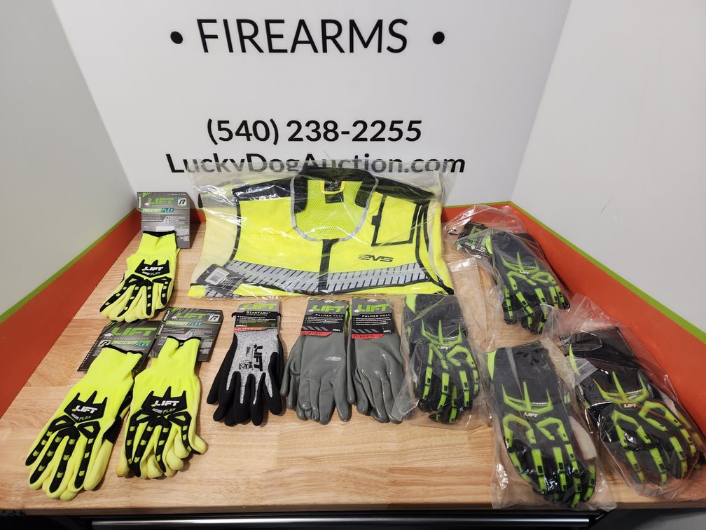 EVS Tourist Vest Size S/M - Lift Rigger Gloves Size Small (4) - Lift Dipped Gloves Size Small (2) - Lift Cut Resistant Gloves Size Small - Lift Rigger Flex Gloves Size Medium (3) 