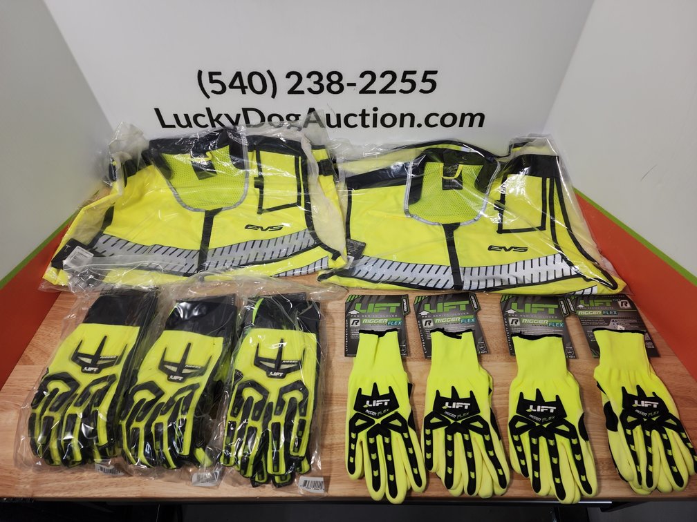 EVS Tourist Vest Size S/M (2) - Lift Rigger Flex Gloves Size Medium (4) - Lift Rigger Gloves Size 3XL (3) - All New 