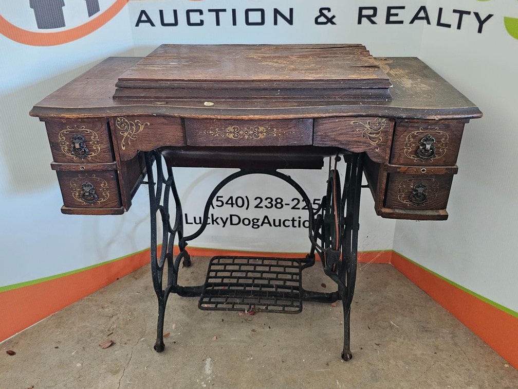 Antique Sewing Machine - Measures 29" Tall x 34.5" Wide x 20" Deep