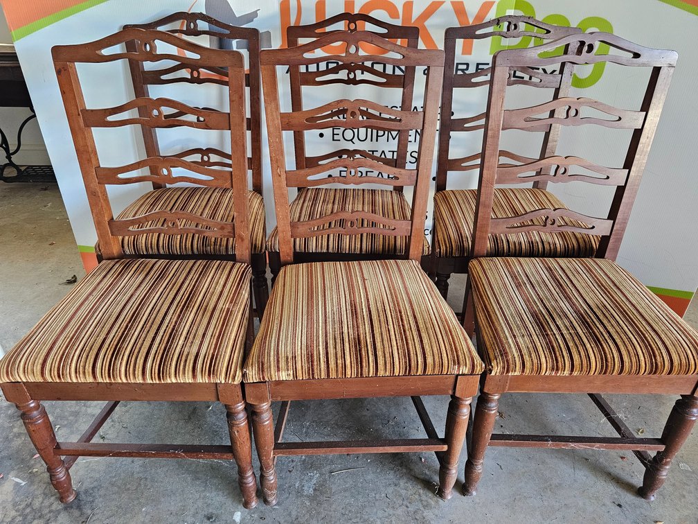 (6) Solid-Wood Dining Chairs w/ Upholstered Bottoms - Measures 40" Tall - 6 Included 