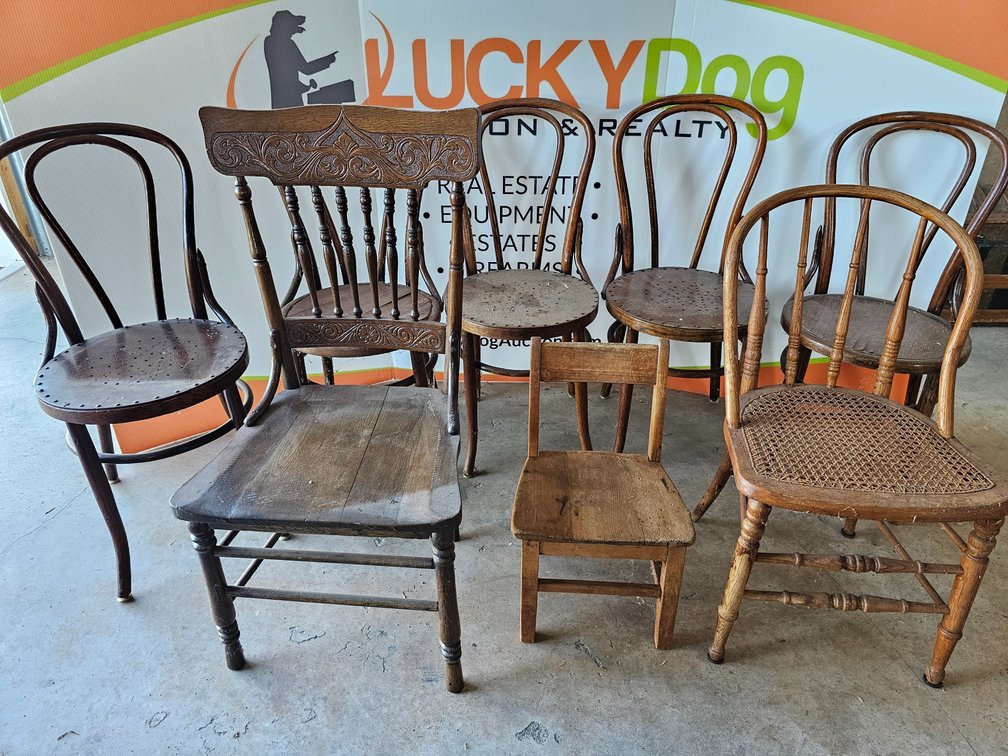 (8) Wood Chairs - All Have Condition Issues - Tallest is 39" Tall - 8 Included 