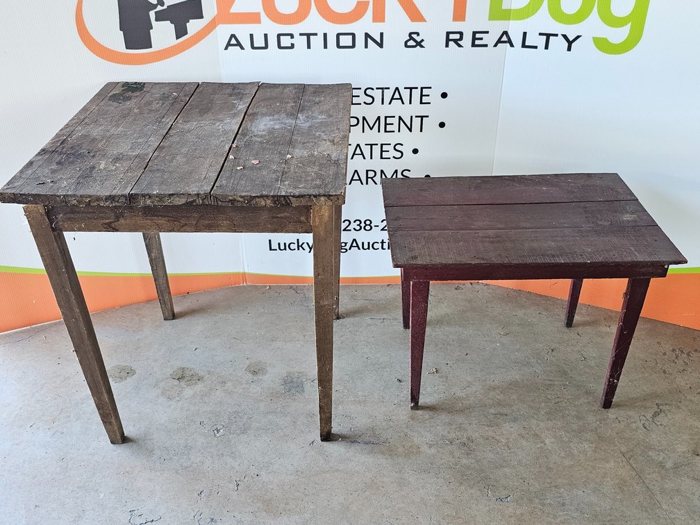 Primitive Wood Tables - Measures 30" and 19" Tall