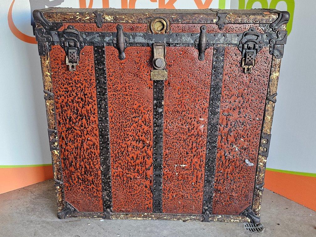 Antique Travel Trunk - Measures 38" Tall x 38" Wide x 15" Deep