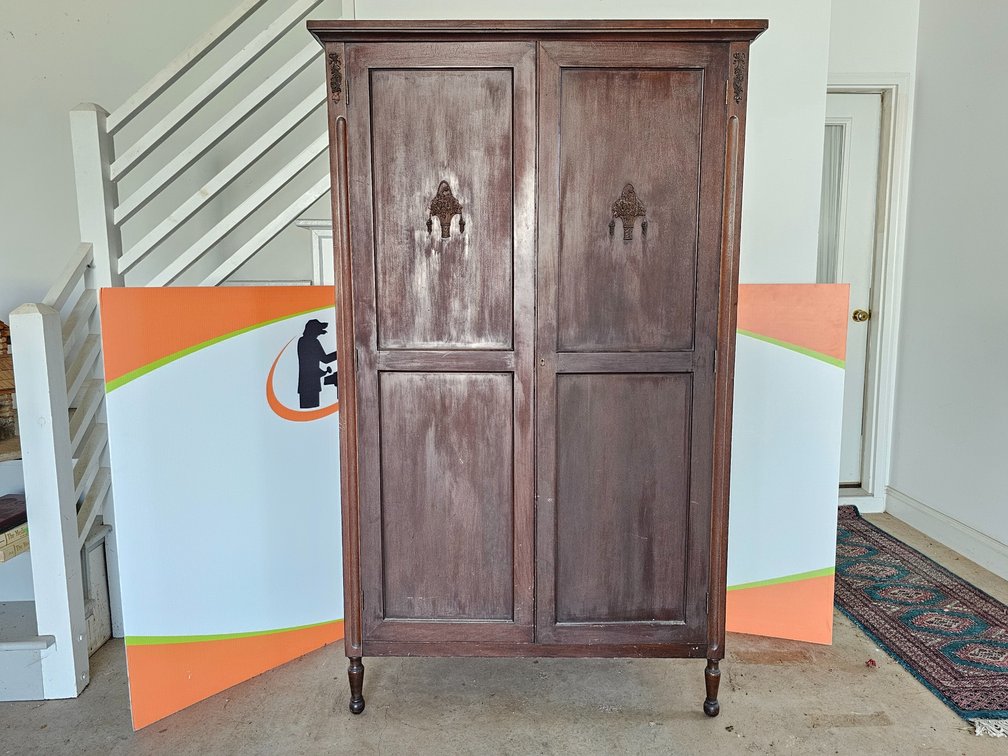 Antique Solid-Wood Wardrobe - Measures 74" Tall x 44.5" Wide x 22" Deep