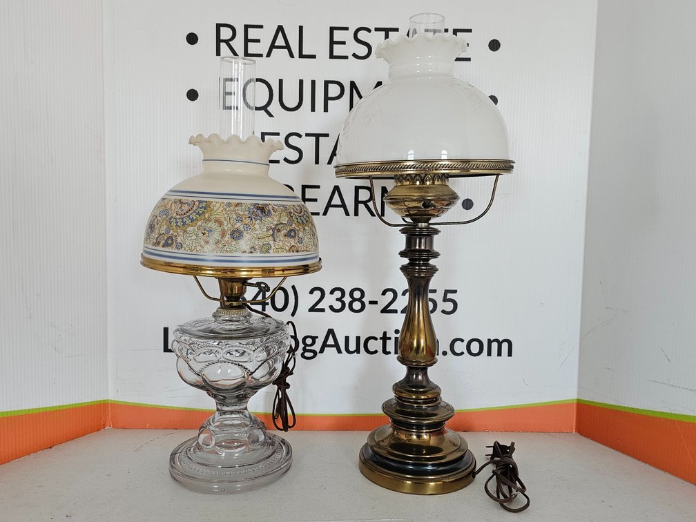 Antique Hurricane Lamps - 2 Included - Tallest is 26" 