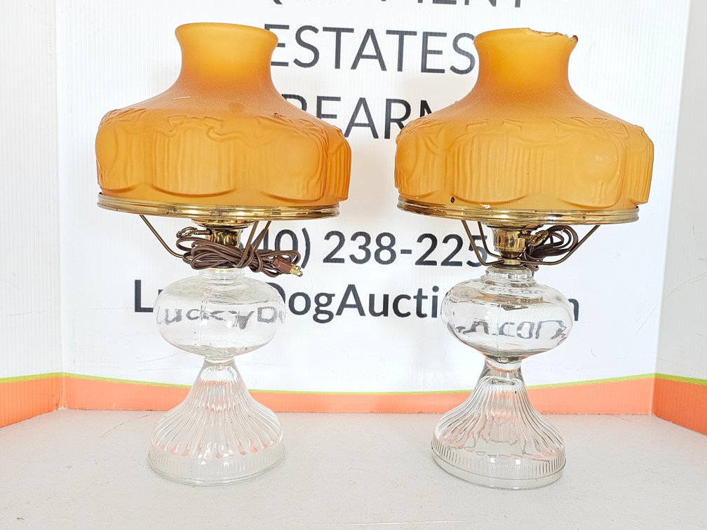 Antique Hurricane Lamps - 2 Included - Measures 19" Tall