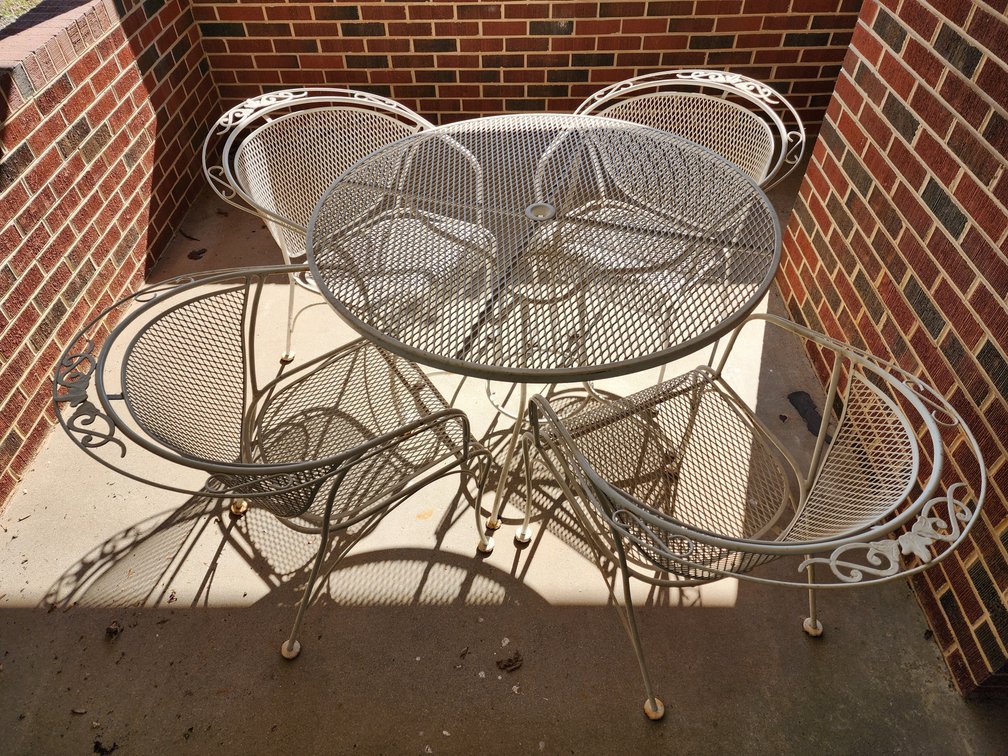 Wrought Iron Patio Table and Chairs (4) 
