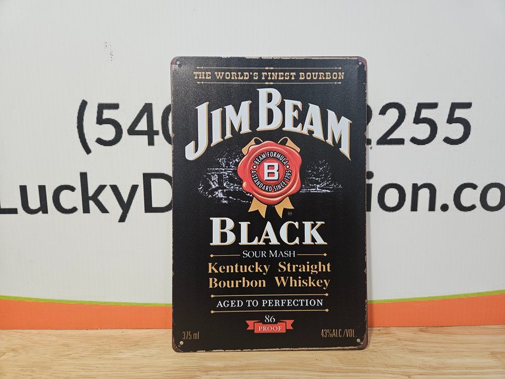 Metal Jim Beam Whiskey Sign - Measures 8"×12"